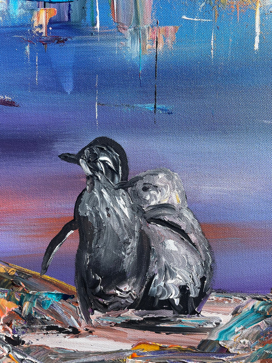 “Penguins at Twilight” Original Painting